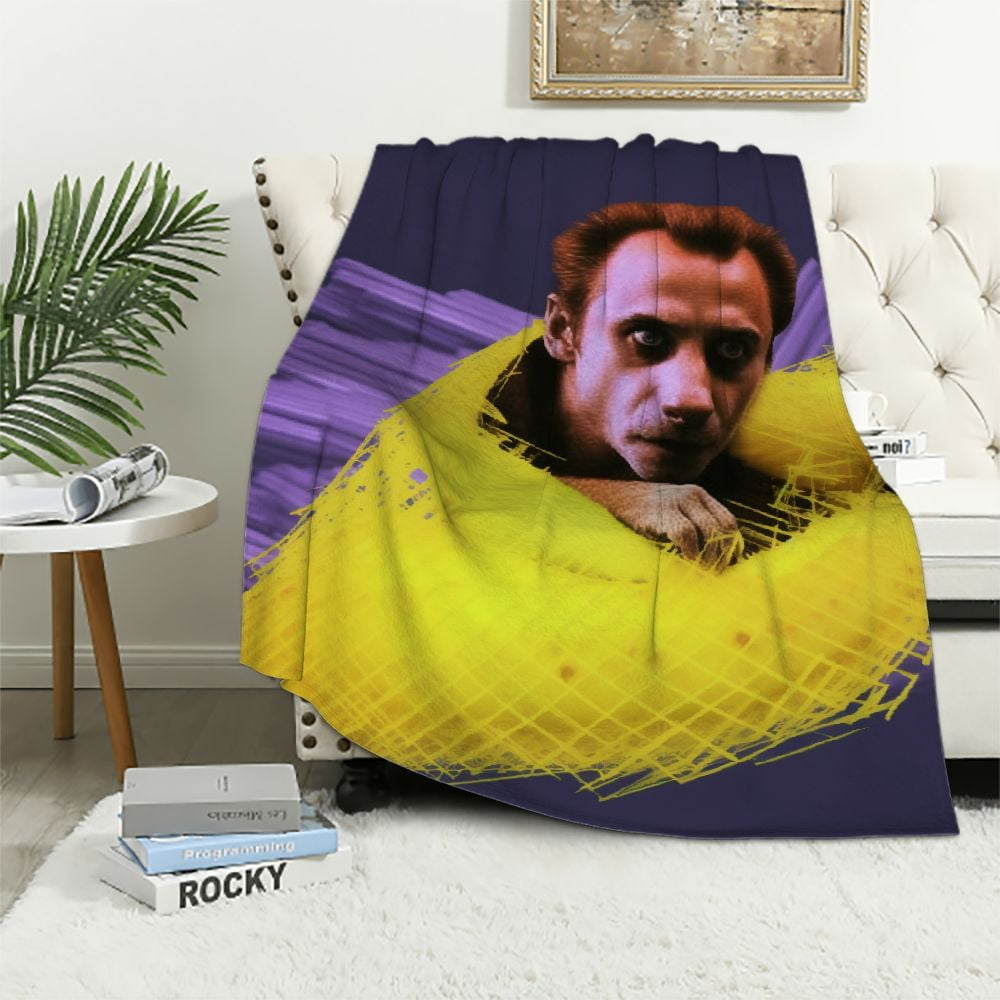 HENGT Funny Banana Vaporwave Blanket Flannel Throw Blankets Soft Cozy
