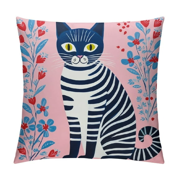 HENGT Funny Cartoon Cute Cat Throw Pillow Cover,Lovely Cartoon Animal Kitten Cushion Cover for Sofa Bed Home Decor ,Housewarming Gifts,Cat Lovers Cat Mom Gifts
