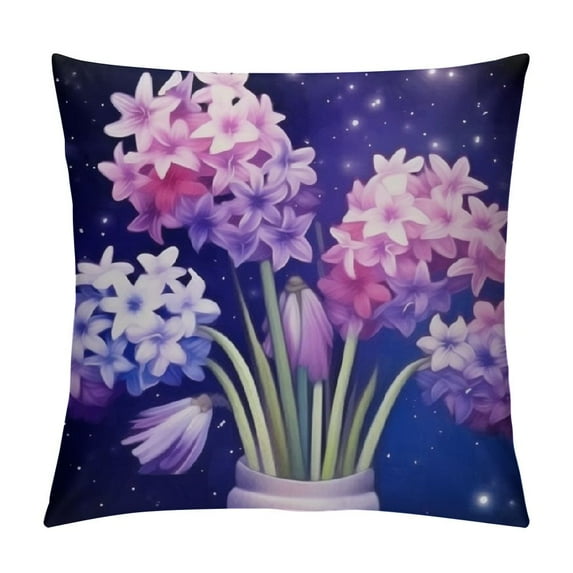 HENGT Galactic Hyacinth Pillow Covers Ultra Soft Comfy Microfiber Decorative Square Throw Pillowcases For All Season Living Room Bed And Sofa Office Travel Sleeping Body Cushion Pillow Case