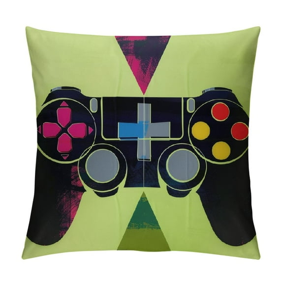 HENGT Green Console Gamer Video Games Black Throw Pillow Covers Decorative Pillowcase Square Cushion Cases for Home Sofa Bedroom Livingroom