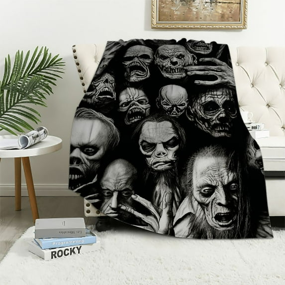 HENGT Halloween Horror Movie Theme Blanket, Halloween Decorations Indoor, Soft Flannel Blankets for Bed Couch