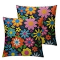 thumbnail image 1 of HENGT  Hippie Flowers Throw Pillow Cover Beautiful Colorful Spring Summer Floral Fashion BlackDecorative 2pcs Pillowcase for Bedroom/Living Room/Sofa/Farmhouse/Car - Cushion Cover, 1 of 6