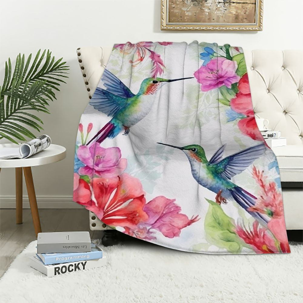 Hummingbird Colorful Hooded Blanket