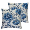 thumbnail image 1 of HENGT  Indigo Blue Peony Rose Floral Pillow Covers Chinoiserie Style Blue Flower Decorative Throw Pillow Cushion Chinoiserie Chic Farmhouse Pillowcase for Living Room 2pcs White, 1 of 6