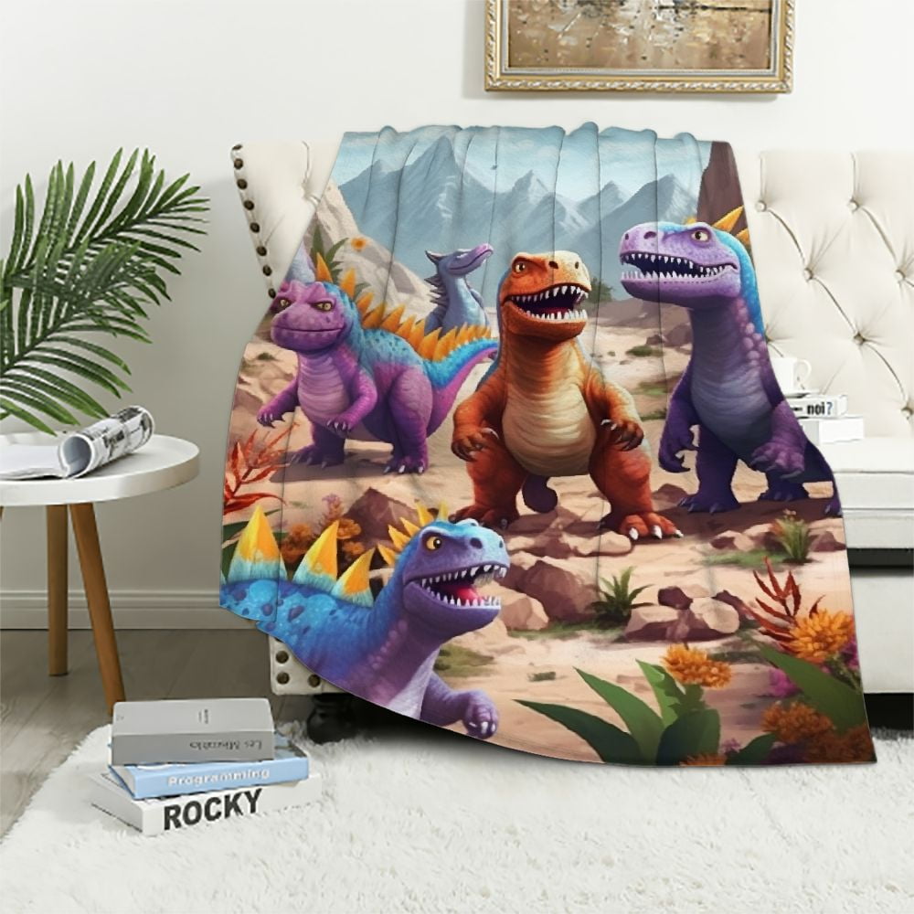 HENGT  Kids Dinosaur Blanket, Soft and Warm Flannel Plush Printed Dinosaur Toddler Blankets, Blanket for Boys and Girls,