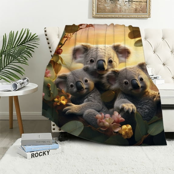 HENGT Koala Blanket Green Cute Animal Throw Blankets for Couch Sofa Bed Stuff Decor Soft Cozy Fleece Plush Flannel Bedding for Baby Girls Boys Kids Adults Lover Nursery Men Women