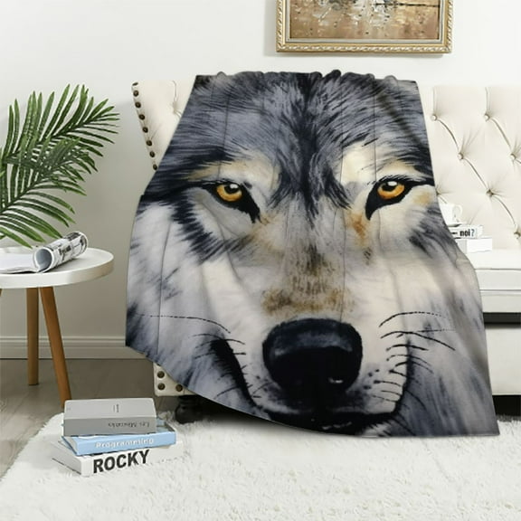 HENGT  Korean Mink Blanket , 5.7 LB - Ply Reversible Soft Warm Plush Flannel Blanket (Dark Wolf/Wolf, King)