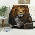 thumbnail image 1 of HENGT  Lion Blanket Lion Eagle Throw Blankets Cozy Flannel Blanket Plush Lightweight Bedding Blanket Lion Gifts Stuff for Men Women Boys Girls Teens for Couch Sofa Bed, 1 of 6