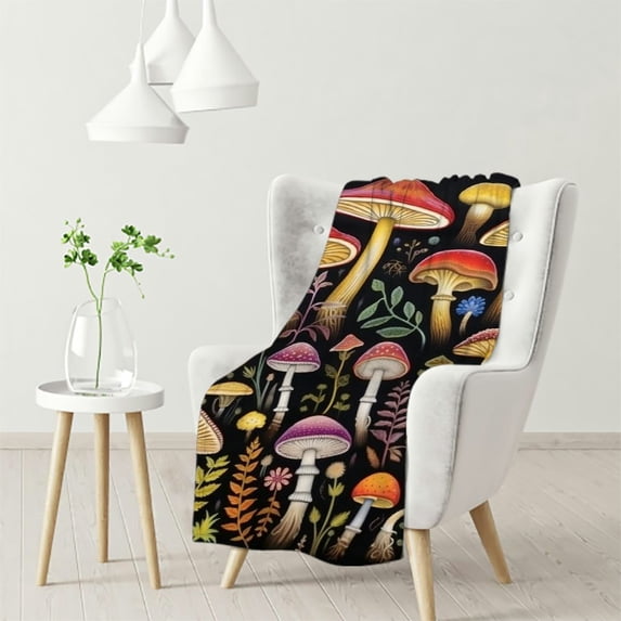 HENGT Mushroom Blanket Mushroom Gifts for Girls Boys Mushroom Throw Blanket Soft Warm Flannel Plush Blankets for Bed Sofa Couch