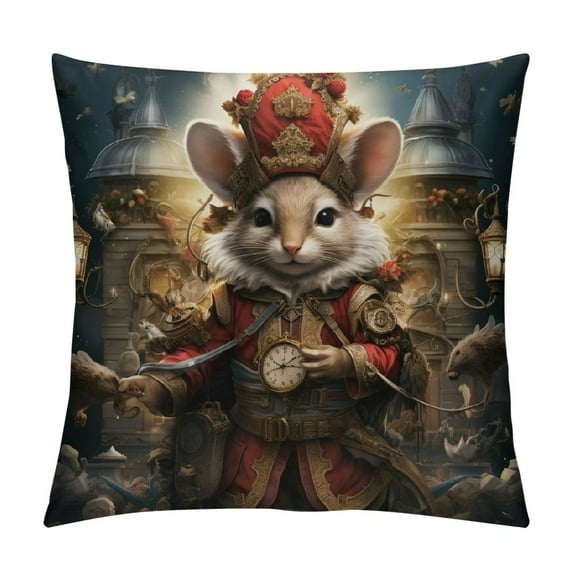 HENGT Nutcracker Merry Christmas Throw Pillow Covers Set of Snowflake Striped Squirrel Classic New Year Funny Pink Cozy Washable Living Room Couch Bed Home Decor Cushion Cover