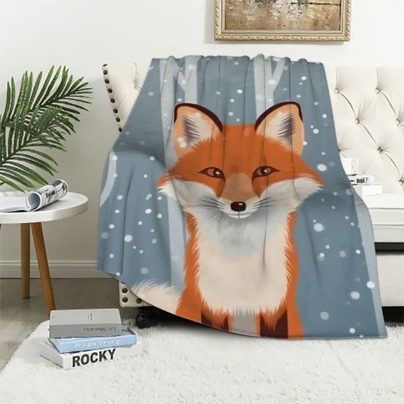 HENGT  Orange Fox Soft Throw Blanket Lightweight Flannel Blanket for Couch Bed Sofa Travelling Camping for Kids Adults