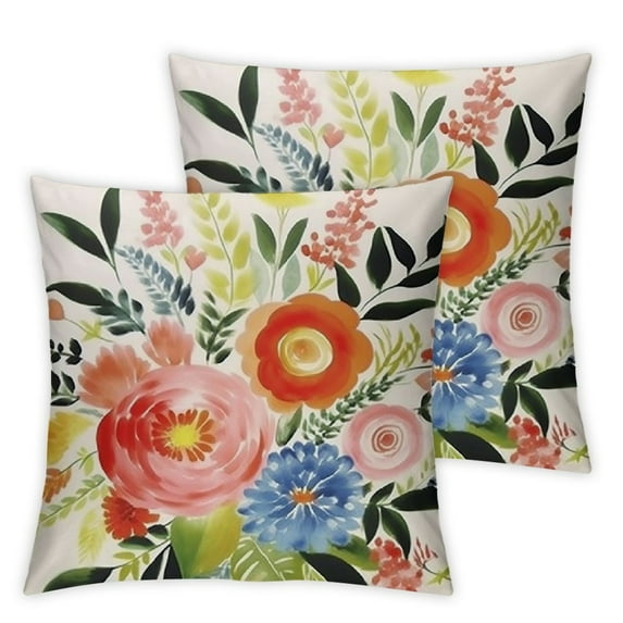 HENGT  Peony Flower Throw Pillow Covers 2pcs  Watercolor Pink Floral Decorative Throw Pillow Cases Soft Outdoor Cushion Covers for Sofa Couch Bedroom Home Decor