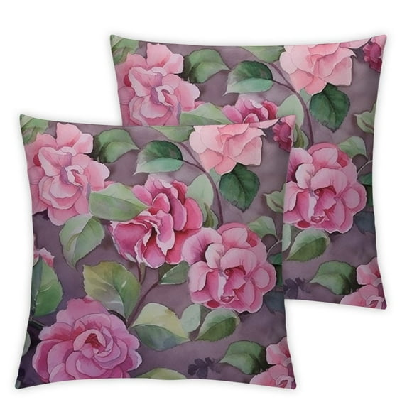 HENGT Pillow Covers Retro Vintage Begonia Watercolor White Lilac Lily Seasonal Graphic Pattern Nature Textures Wet Decorative Throw Pillow Pillowcase Cushion Cover for Couch 2pcs