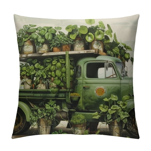 HENGT Pillowcase Shamrock Truck from St Patrick's Day Spring Pillow Covers Happy Shamrock Sofa Couch Cushion Case for Outdoor Home Decor Green Lucky Shamrock Pillow Case