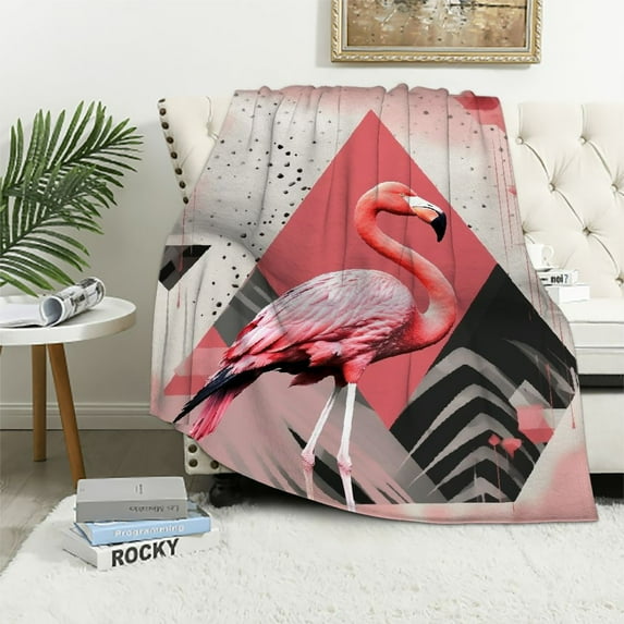 HENGT Pink Flamingo Blanket Flamingo Decor Throw Blanket Super Warm Soft Plush Flannel Winter Blanket Gifts for Girls Boys Couch Bedding for Baby Kids Women