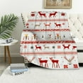 thumbnail image 1 of HENGT  Premium Christmas Sherpa Throw Blanket | Christmas Decoration Gift, , Plush, Warm, Cozy Reversible Holiday Blanket | White Reindeer, 1 of 6