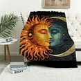 thumbnail image 1 of HENGT Printed Flannel Blanket Decorative, Sun Moon Stars Soft Throw Blankets for Bed Sofa, Couch, Chair Decor All Season Gifts, 1 of 6