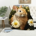 thumbnail image 1 of HENGT  Rabbit Blanket Daisy Flowers Beige Bunny Blanket Soft Fuzzy Plush Throw Blankets for Couch Bed, 1 of 6