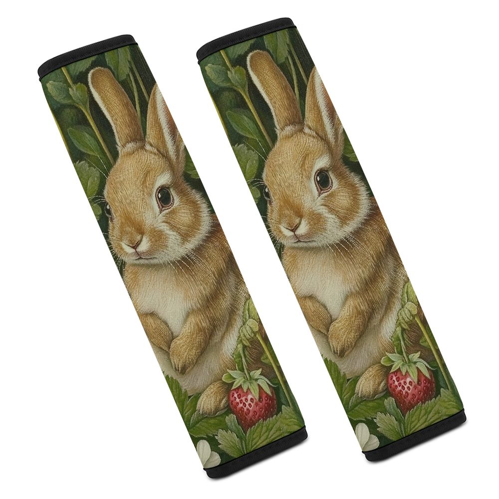 HENGT Rabbit Strawberries Flowers Car Seat Belt Shoulder Pad Cover