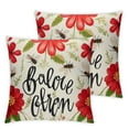 thumbnail image 1 of HENGT  Red Geranium Flower Decorative Throw Pillow Covers2pcs Sweet Home Floral Bloom Spring Summer Cushion Case Decor, Live Laugh Love Plant Botanical Decoration for Sofa Couch, 1 of 6