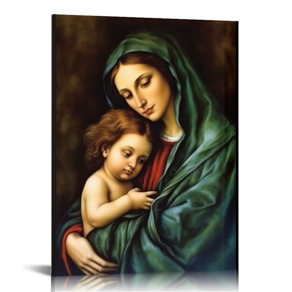 HENGT Saint Mary Oil Painting Canvas Print Wall Decor Mother of Jesus Christ Virgin Mary Madonna Religious Kitchen Living Room Bedroom Home Decor Christian Gift Home Decor 16x20in
