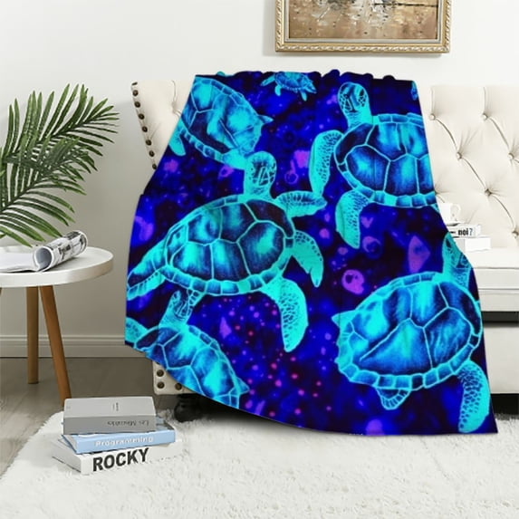 HENGT Sea Turtles Blanket Super Soft Cozy Throw Blanket, Lightweight Fuzzy Comfy Flannel Blanket Warm Novelty Summer Autumn Fall Winter Spring Throw Blankets for Couch Sofa Bed,