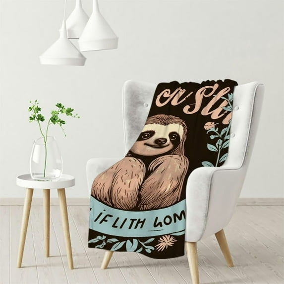 HENGT Sloth Blanket Sloth Gifts for Kids Children Sloths Lovers - Just Girl Who Loves Sloths Soft Fuzzy Flannel Throw Blanket Cute Sloth Animals Flowers Decor for Birthday Party Home Couch