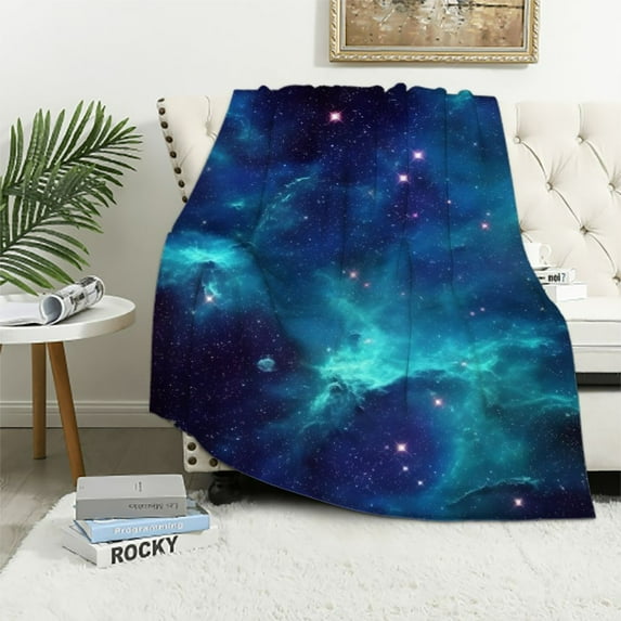 HENGT Space Galaxy Blanket, Soft Warm Fuzzy Plush Blanket Smooth Cozy Flannel Throw Blanket for Bed/Couch/Office/Camping