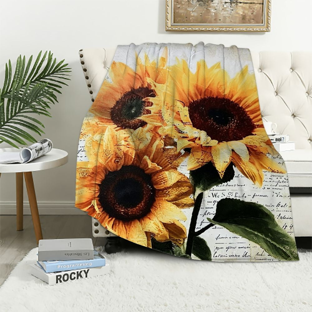 HENGT Sunflower Blanket Soft Sunflower Throw Blankets Plush Sunflower Blankets for Women Sunflower Blanket Throw Sunflower Gifts Walmart