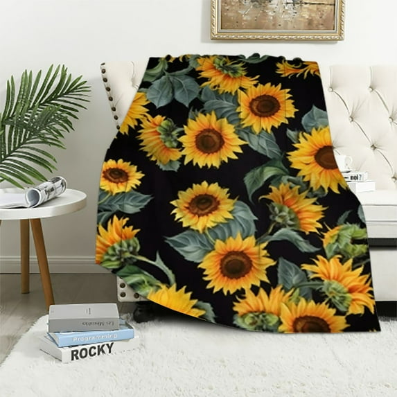 HENGT Sunflower Blanket Super Soft Warm Sunflower Throw Blanket - Lightweight Cozy Flannel Flower Throw Blanket Bed Couch Sofa Office Decor, Gift for Girls and Boys Women and Man