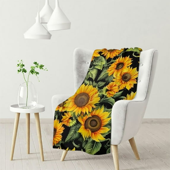 HENGT Sunflower Blanket Super Soft Warm Sunflower Throw Blanket - Lightweight Cozy Flannel Flower Throw Blanket Bed Couch Sofa Office Decor, Gift for Girls and Boys Women and Man