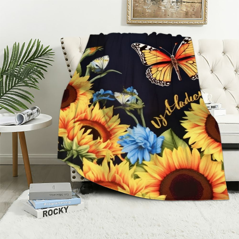 Sunflower & Hummingbird KL2901008CL Faux Fur Throw Blanket