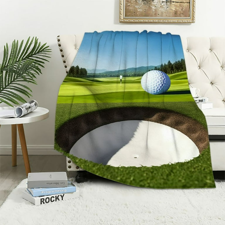 HENGT Swaddle Soft Blanket Pure White Plush Golf Course Beautiful Sky Hole Bunker Print Lightweight Machine Wash Walmart
