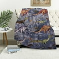 thumbnail image 1 of HENGT in The Dark Blanket Dinosaur Blanket for Boys Girls Kids Cute Dino Throw Blankets for Couch, Kids Blankets, Soft Warm Plush Dinosaur Toddler Blanket, 1 of 6