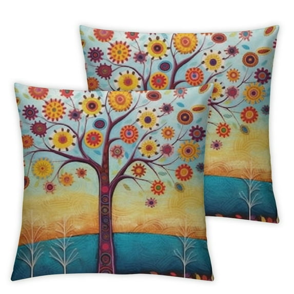 HENGT Throw Pillow Covers Natural Pattern Decorative Pillowcases Pillow Cases Home Car Decorative Trees and Birds 2pc