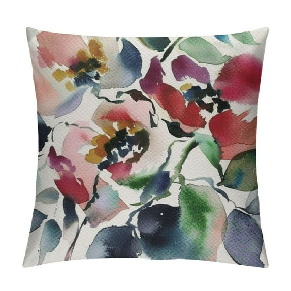 HENGT Throw Pillow Covers Navy Anemone Dusk Blue Pale Pink Gray White Watercolor Floral Cushion Pillow Case Home Decor Pillowcase