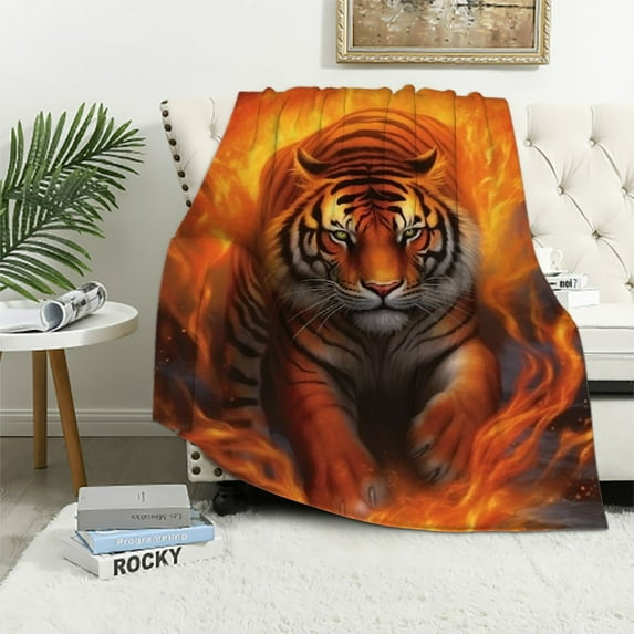 HENGT Tiger Throw Blanket Soft Flannel Cozy Plush Blankets Gifts for Adults Men Women, Lightweight Fuzzy Warm Funny Printed Farmhouse Blanket Throw for Couch Sofa Bed All Season