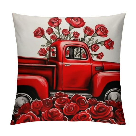 HENGT Valentines Day Pillow Covers for Valentines Decor Red Love Heart Roses Valentines Day Throw Pillows Decorative Cushion Cover Valentine's Day Pillowcase for Sofa Bed