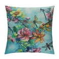thumbnail image 1 of HENGT  Watercolor Flowers Dragonfly Farmhouse Pillow Cover Decorative Square Throw Pillow Cover for Sofa Couch Decoration, 1 of 5