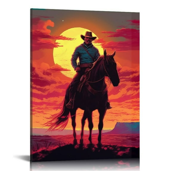 HENGT Western Cowboys Print, Vintage Cowboy Decor, Cowboy Western Wall Decor for Bedroom, Western Pictures Cowboy Art Prints, Rustic Rodeo Wall Art, Cowgirl Room Decor for Home,floral,Print