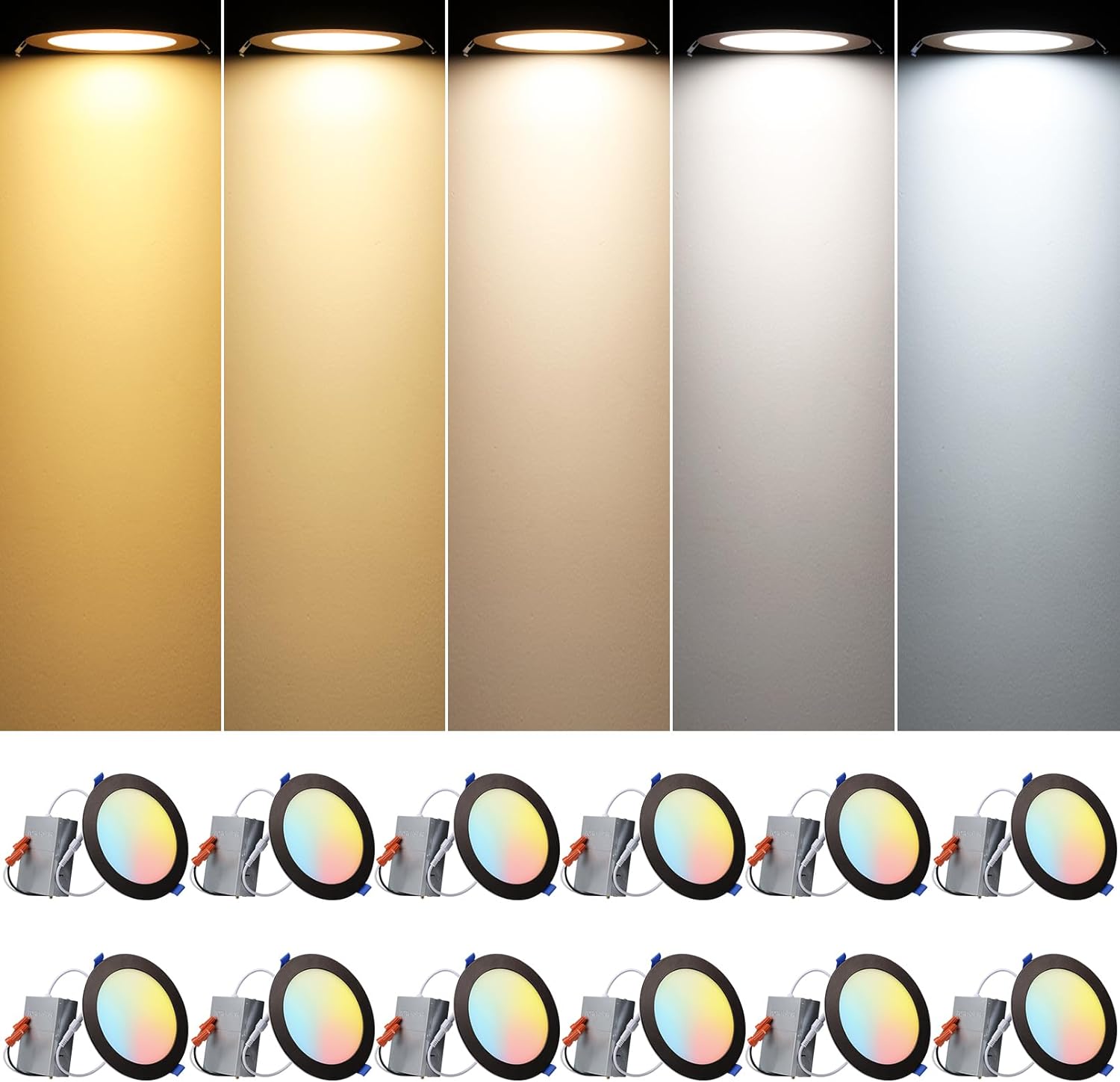 HENGXIN 12Pack 6 Inch 5CCT UltraThin LED Recessed Ceiling Light with