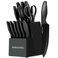 thumbnail image 1 of HENKELIVING Knife Set, 13PC Kitchen Knife, German Stainless Steel Knives with Sharpener, Ergonomic Handles, Dishwasher Safe, Perfect Housewarming Gift, Black, 1 of 9