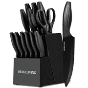 HENKELIVING Knife Set, 13PC Kitchen Knife, German Stainless Steel Knives with Sharpener, Ergonomic Handles, Dishwasher Safe, Perfect Housewarming Gift, Black