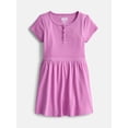 thumbnail image 1 of Wonder Nation Girls' Ribbed Henley Dress with Short Sleeves, Sizes 4-18, 1 of 3