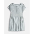 thumbnail image 1 of Wonder Nation Girls' Ribbed Henley Dress with Short Sleeves, Sizes 4-18, 1 of 3