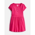 thumbnail image 1 of Wonder Nation Girls' Ribbed Henley Dress with Short Sleeves, Sizes 4-18, 1 of 3