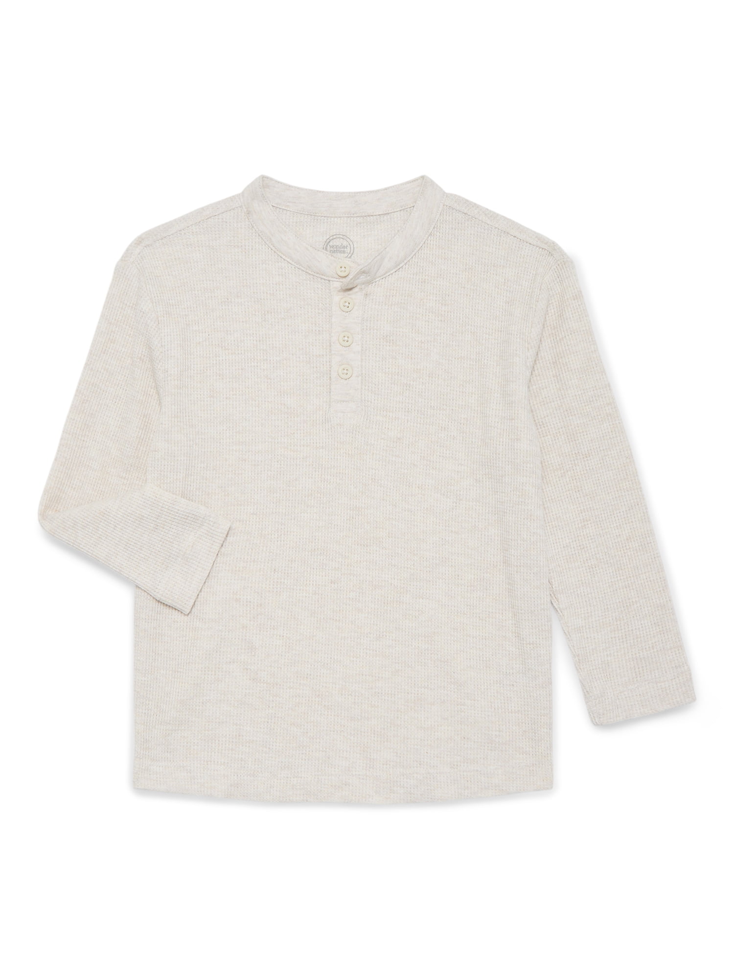 Wonder Nation Boys Thermal Henley Top with Long Sleeves, Sizes 4-18 & Husky