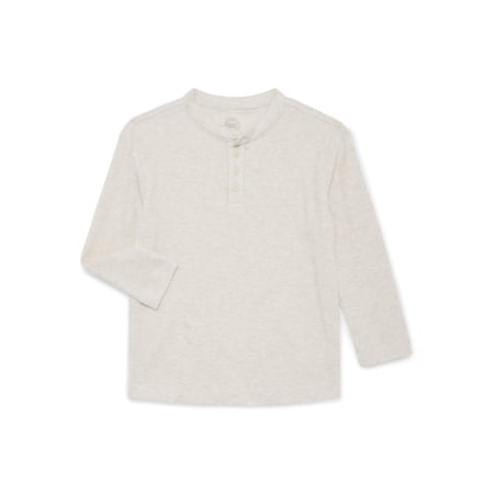 Wonder Nation Boys Thermal Henley Top with Long Sleeves, Sizes 4-18 & Husky