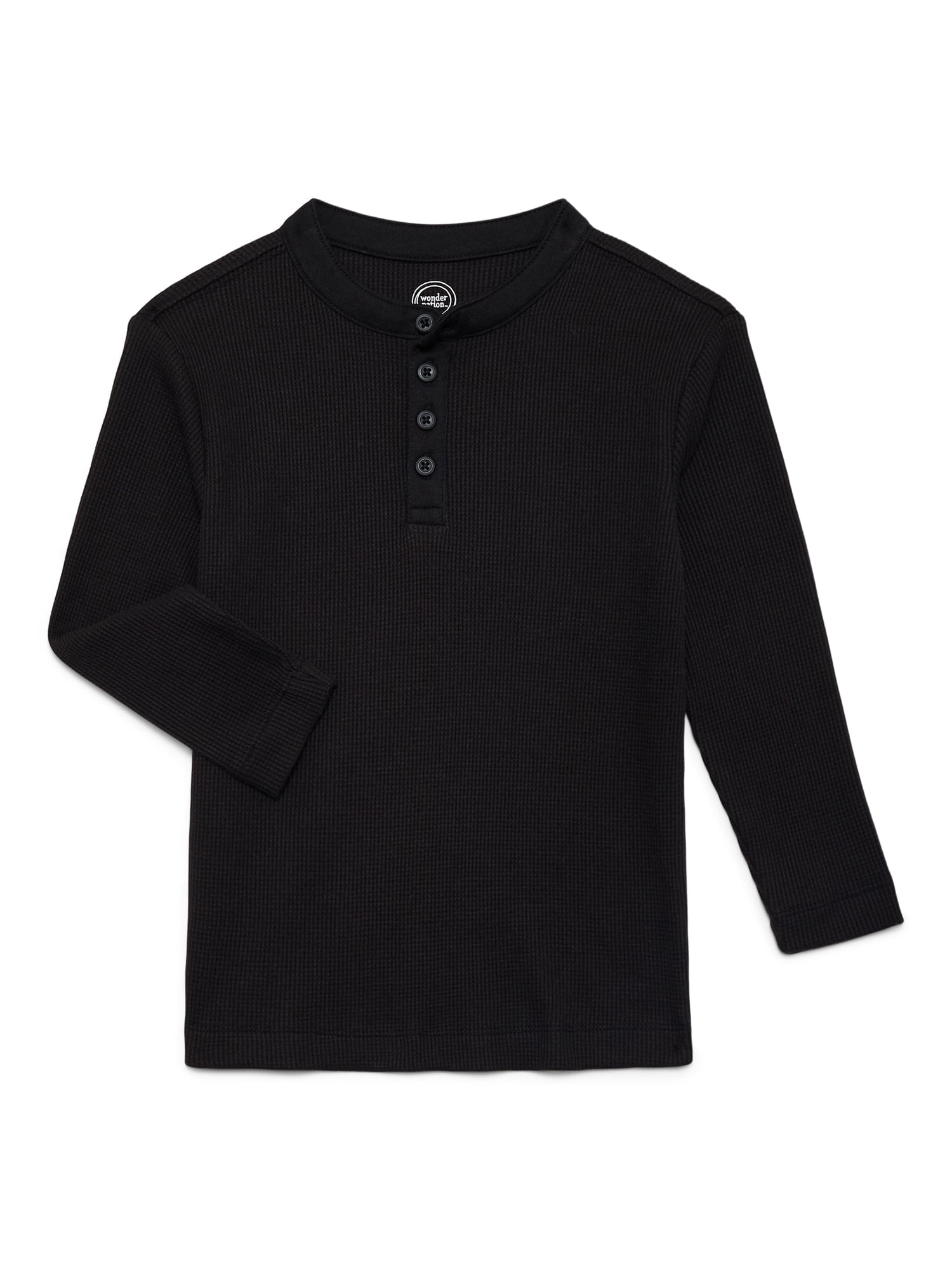Wonder Nation Boys Thermal Henley Top with Long Sleeves, Sizes 4-18 & Husky