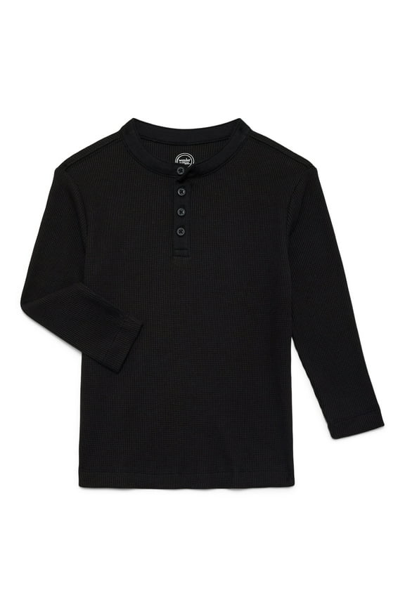 Boys Thermal Henley Top with Long Sleeves, Sizes 4-18 & Husky